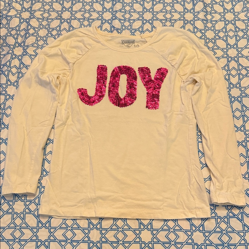 OshKosh B'gosh White Long Sleeve Top with Pink Sequin JOY